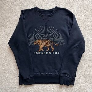 Emerson Fry Tiger Crewneck Sweatshirt Black French Terry Womens Small Oversized